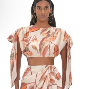 ANDREA IYAMAH HALIMA EUCALYPTUS CROPPED TOP Size Small